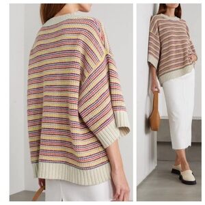 SEE‎ BY CHLOÉ Sweater Women Small Striped Wool Mohair Boho Cottage Chunky Knit